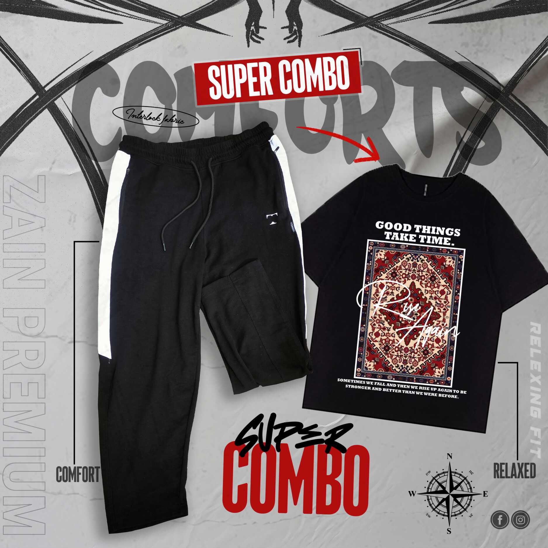 COMBO GOOD THING DROP T-SHIRT + INTERLOCK REGULAR FIT TROUSER